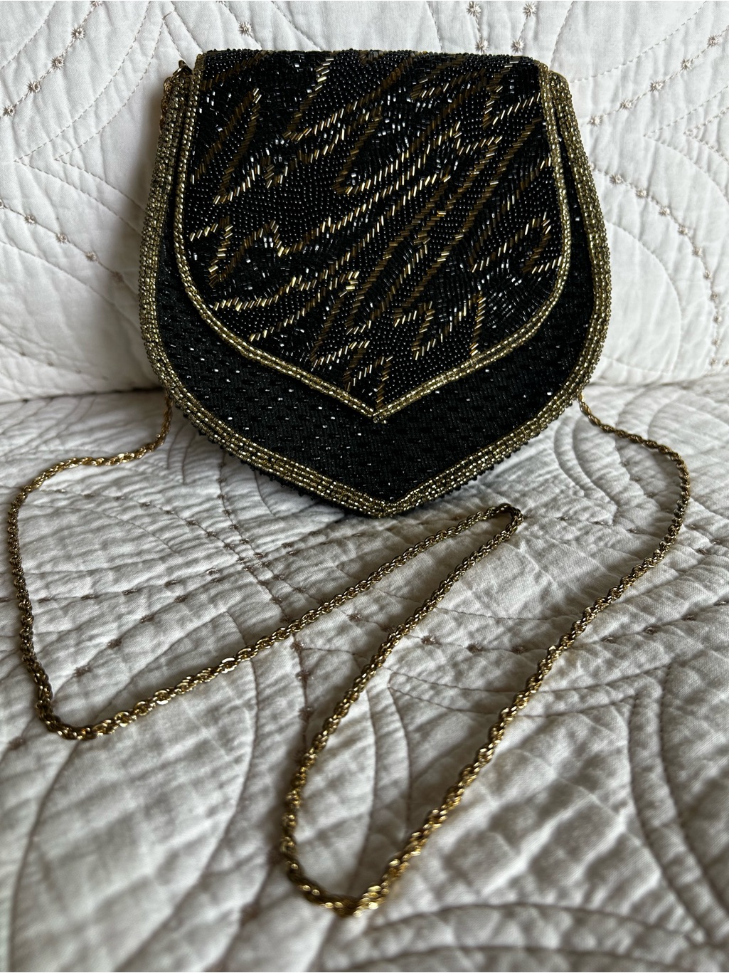 Black And Gold Beaded Evening Bag/Clutch